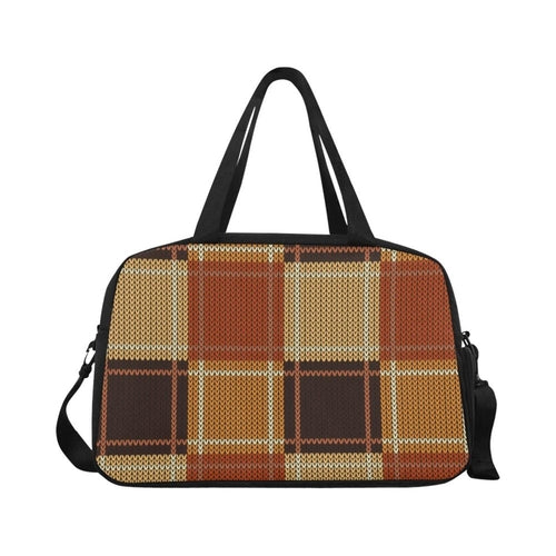 Travel Carry-On Bag / Brown and Beige Checkered Style